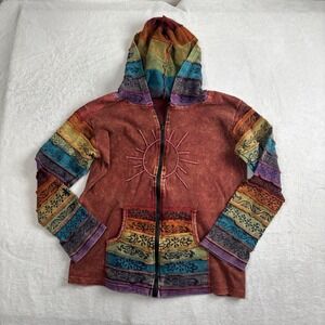 Y2K Greater Good Network Sunshine Daydream Hoodie Hippie Boho Women's L/XL